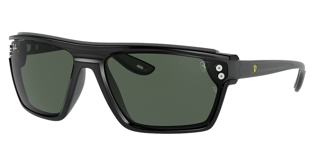 Ray-Ban RB4370M square sunglasses in Black on Rubber Grey/Dark Green