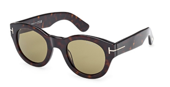 Tom Ford FT1212 round sunglasses in Dark Havana/Green
