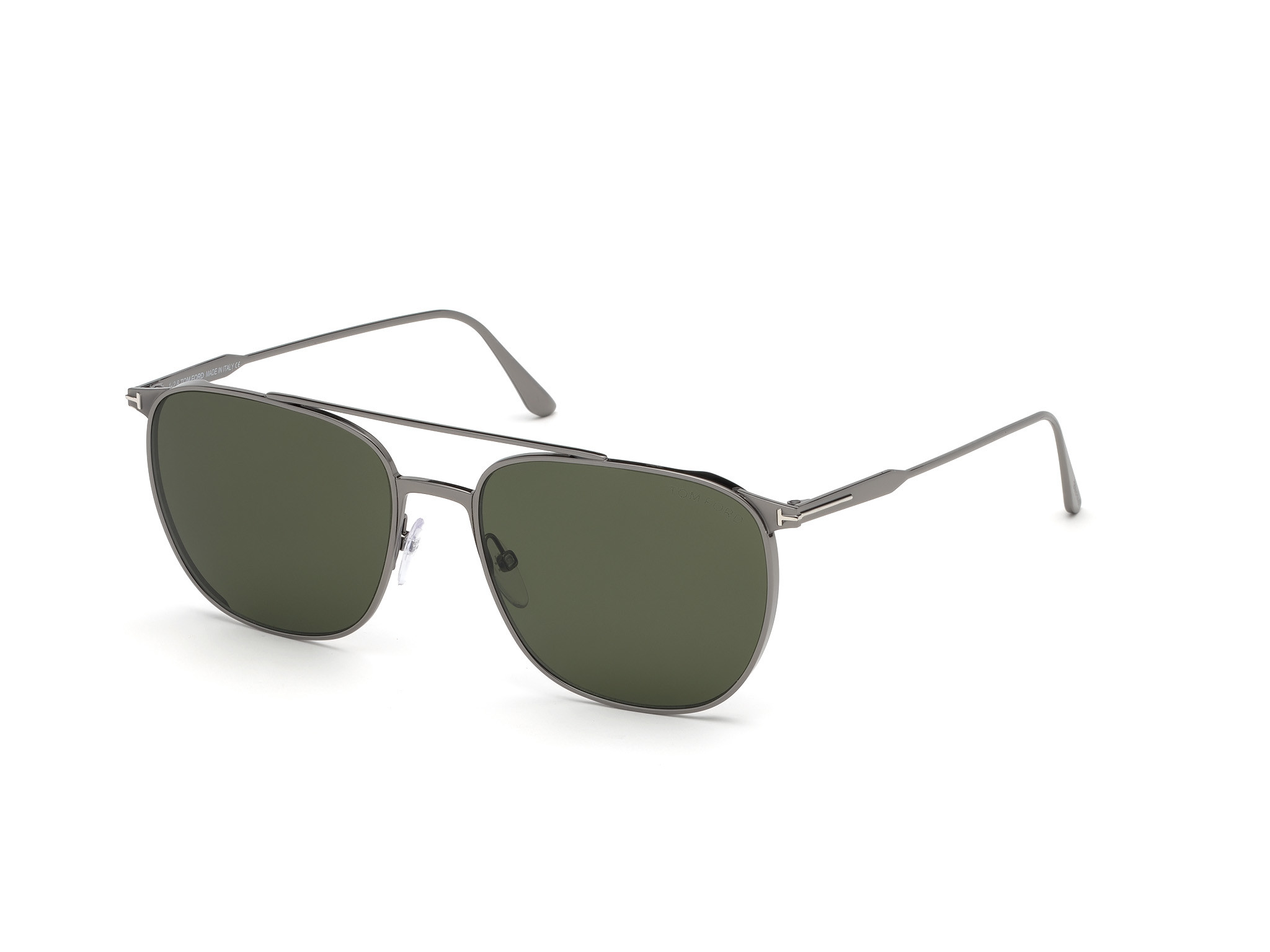 Tom Ford FT0692 Kip square sunglasses in Shiny Dark Ruthenium/Green Smoke Lenses