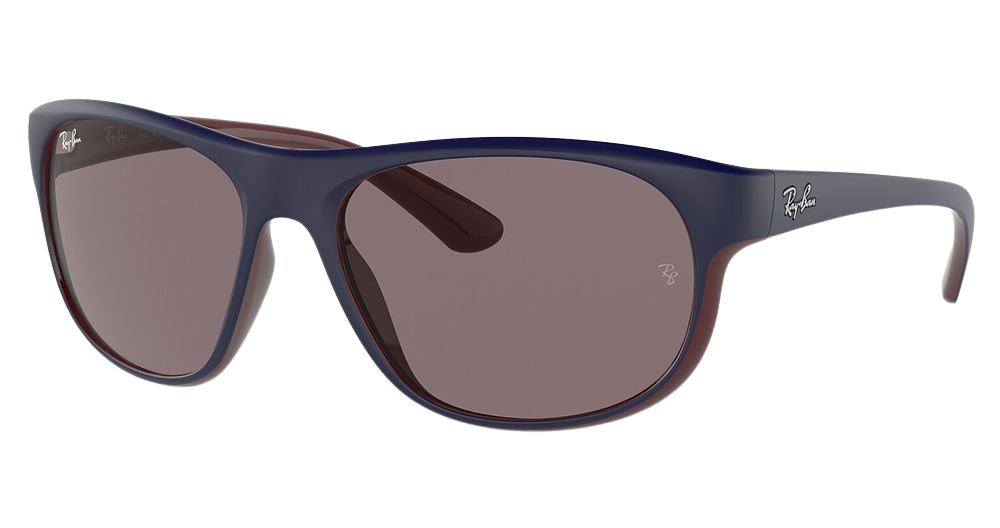 Ray-Ban RB4351 round sunglasses in Matte Blue on Bordeaux/Violet