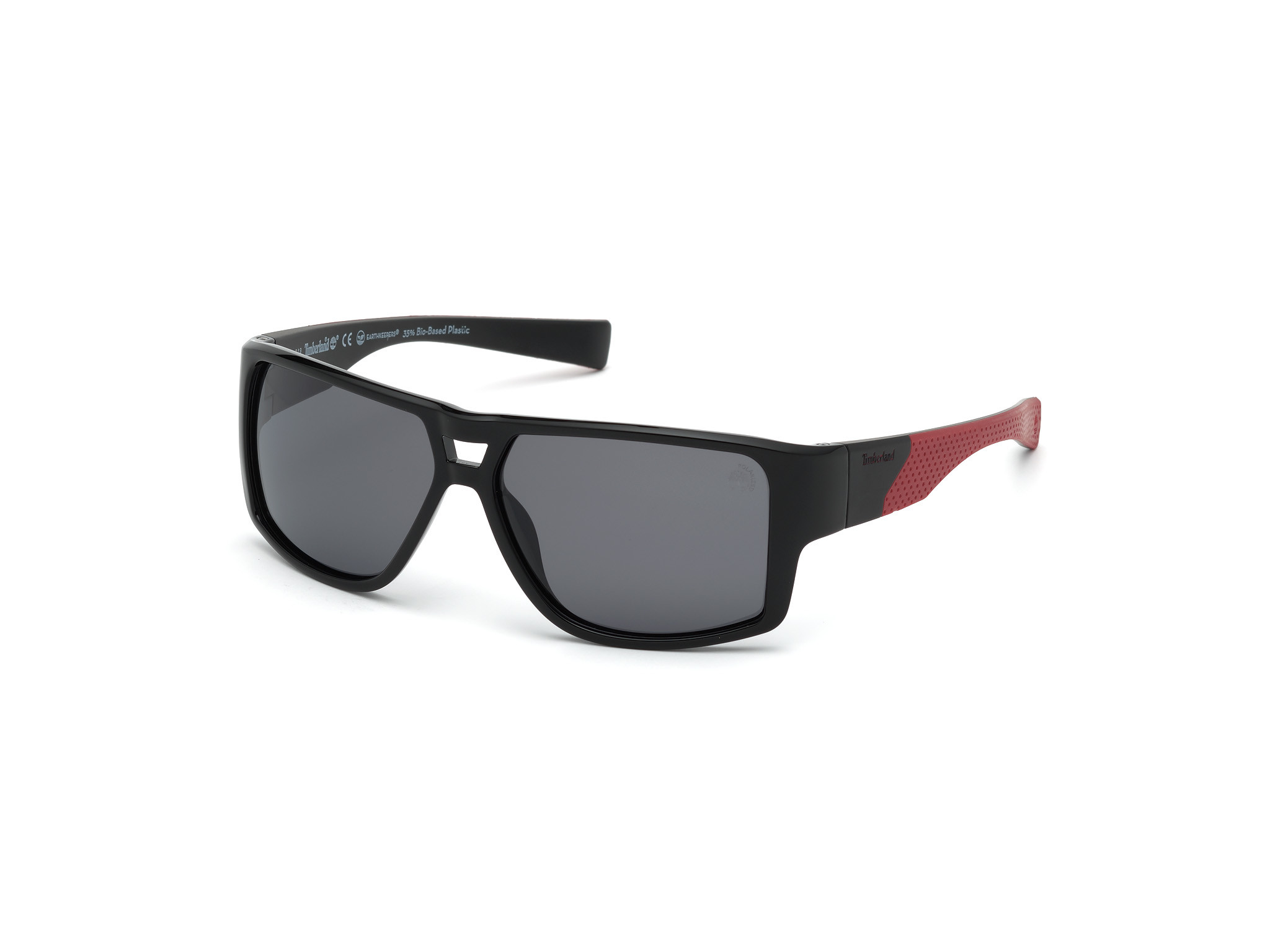 Shiny Black Front And Temples With Red Rubber / Smoke Lenses