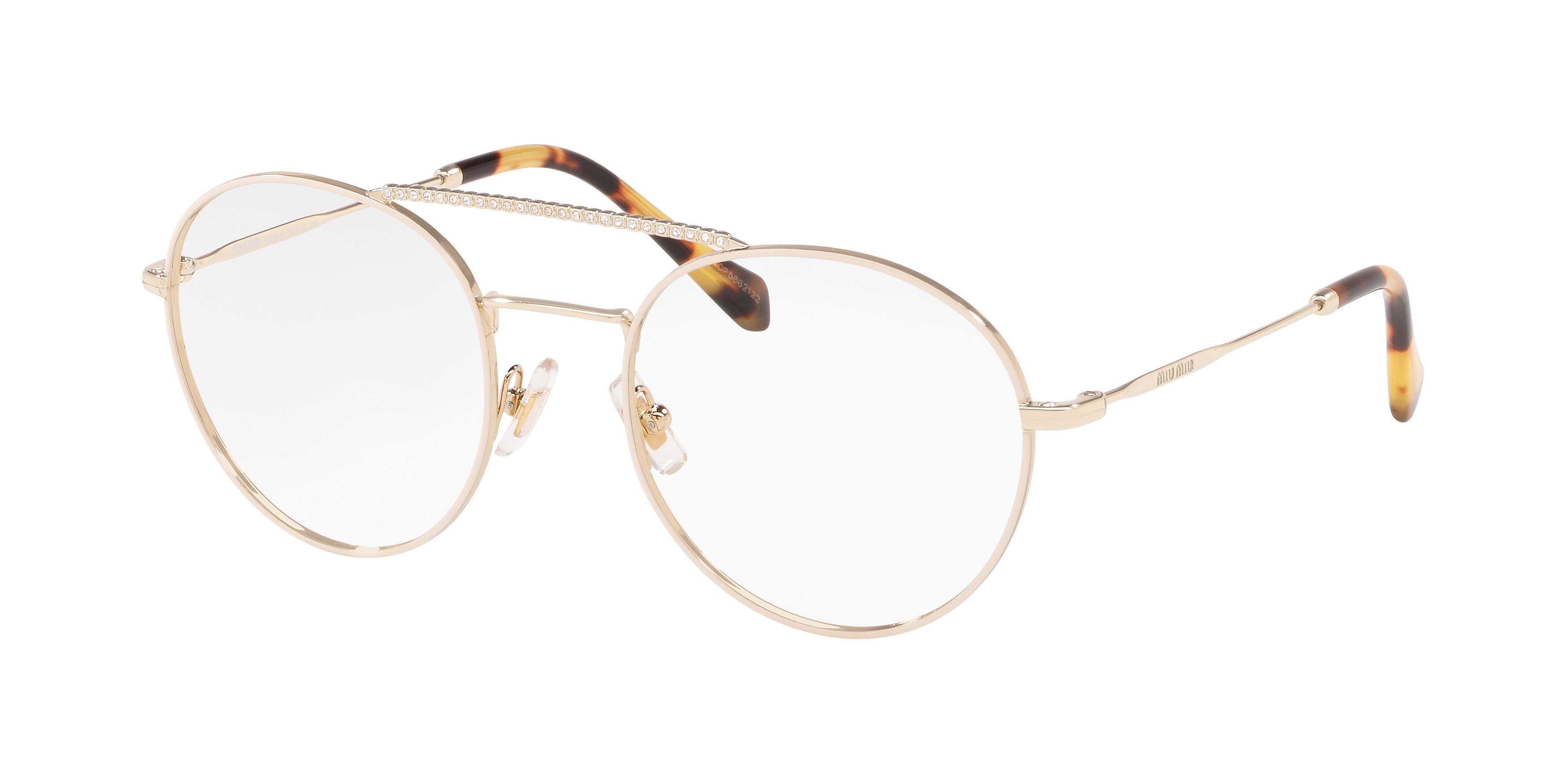 Miu Miu MU 51RV round eyeglasses in Pale Gold/Ivory