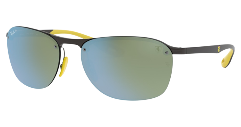 Ray-Ban RB4302M FERRARI round sunglasses in Grey/Green Mirror Silver