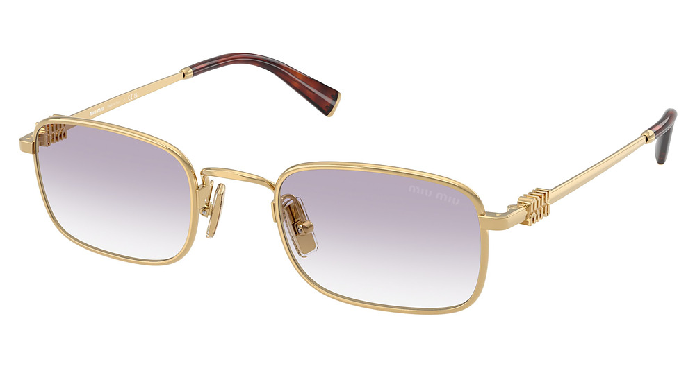 Miu Miu MU A53S rectangle sunglasses in Gold/Clear Gradient Dark Grey