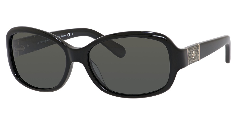 Kate Spade Cheyenne/P/S rectangle sunglasses in Black/Grey Polarized