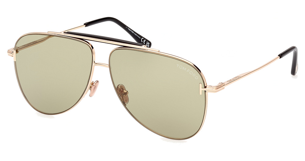 Tom Ford FT1018 aviator sunglasses in Shiny Rose Gold/Green