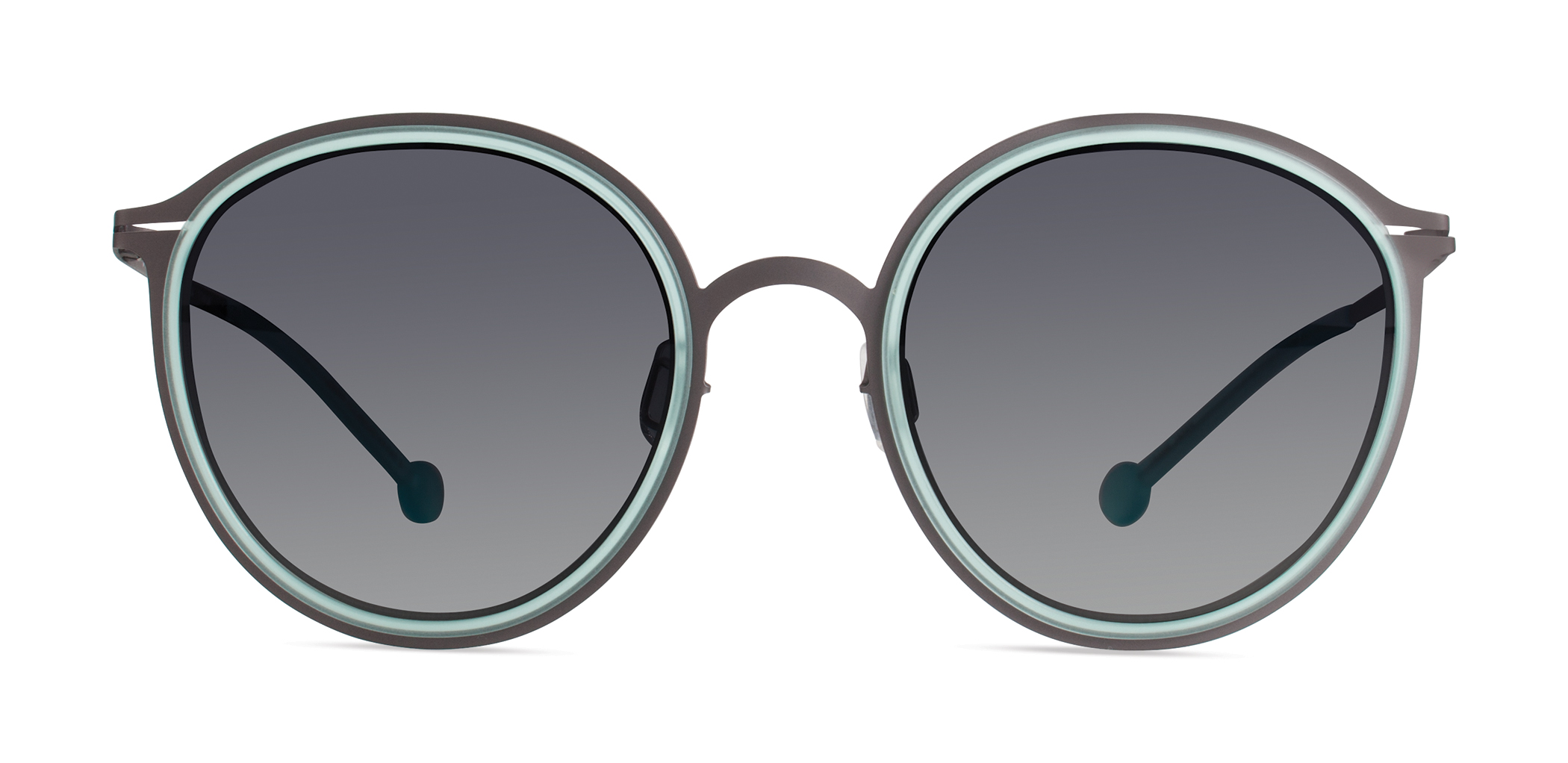 Modo STENDHAL round sunglasses in Turquoise/Gunmetal