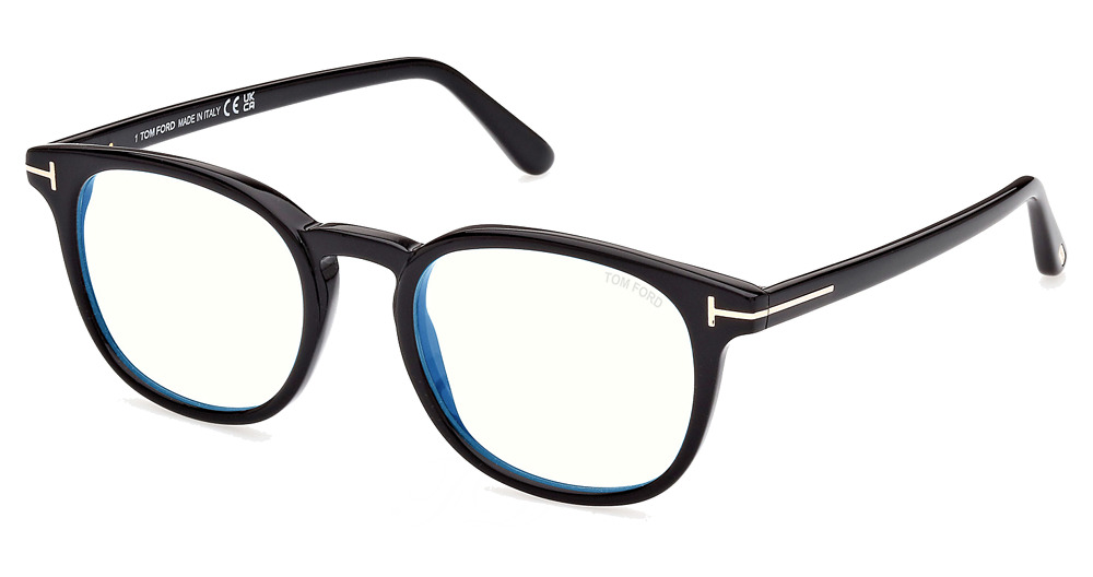 Tom Ford FT5819-B round eyeglasses in Shiny Black