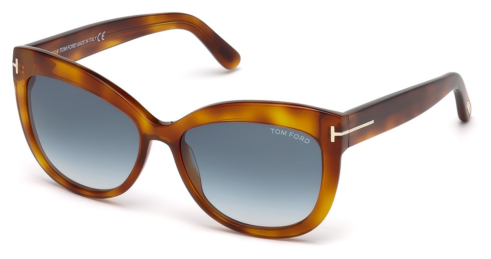 Tom Ford FT0524 irregular sunglasses in Blonde Havana/Gradient Blue