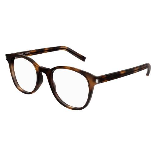 Saint Laurent SL 523 round eyeglasses in Havana Havana Transparent