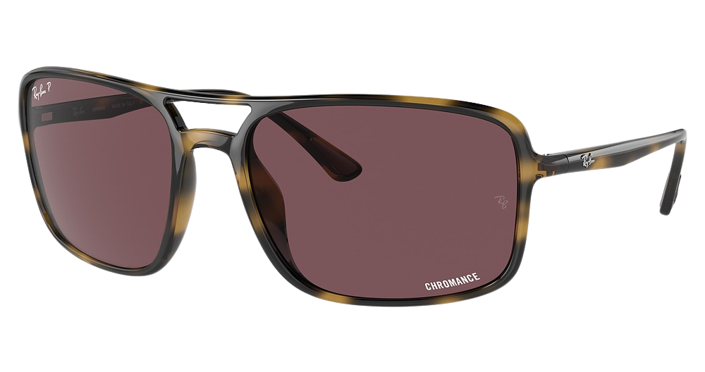 Ray-Ban RB4375 round sunglasses in Havana/Polarized Purple