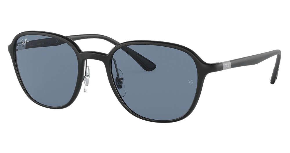 Ray-Ban RB4341 round sunglasses in Sanding Black/Dark Blue