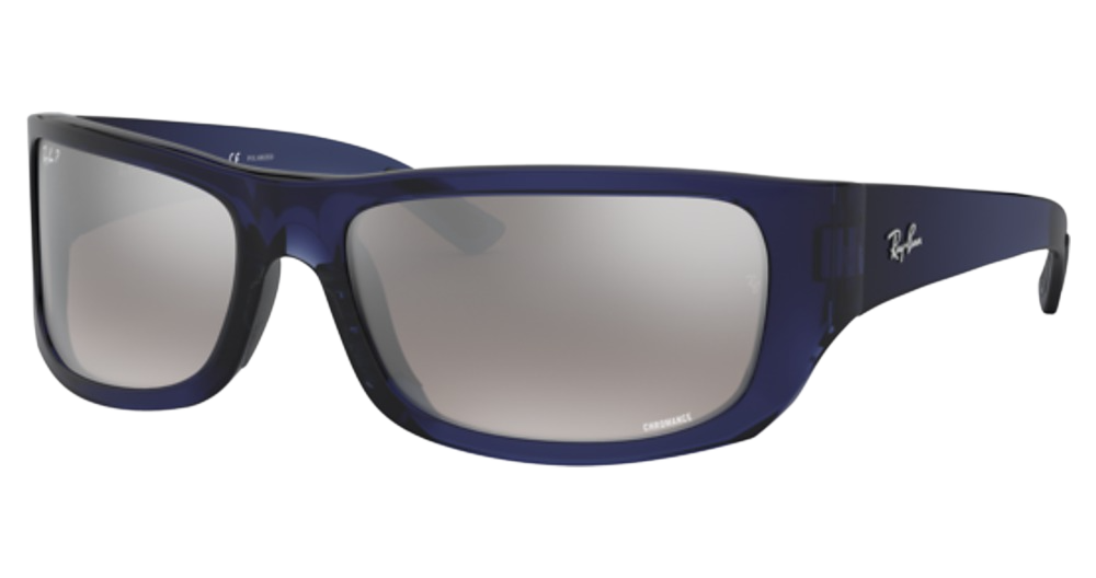 Ray-Ban RB4283CH rectangle sunglasses in Blue/Grey Mirror Silver