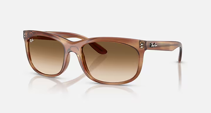 Ray-Ban RB2389 BALORETTE aviator sunglasses in Striped Brown/Clear Gradient Brown
