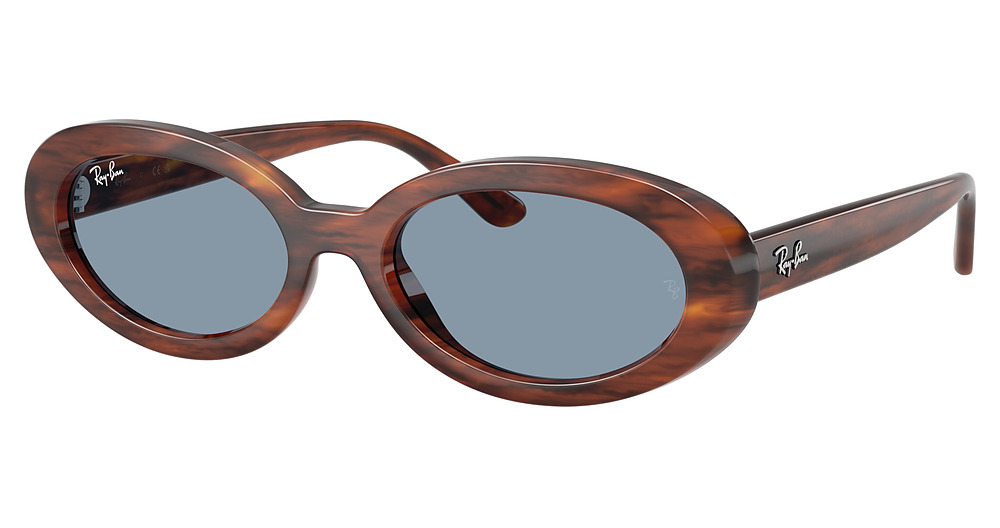 Ray-Ban RB2223F round sunglasses in Striped Havana/Blue