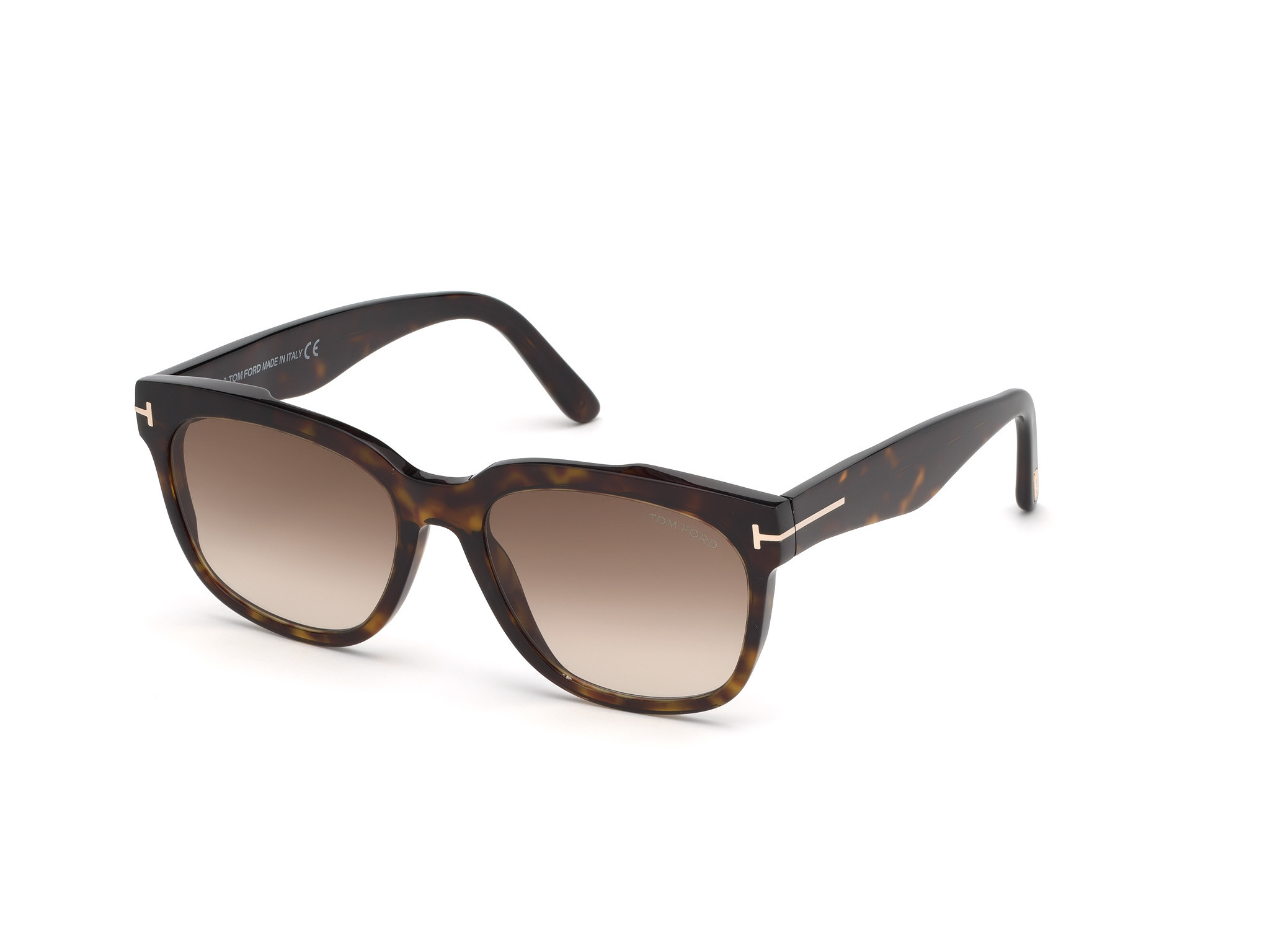 Tom Ford FT0714 Rhett square sunglasses in Shiny Dark Havana/Gradient Brown Lenses