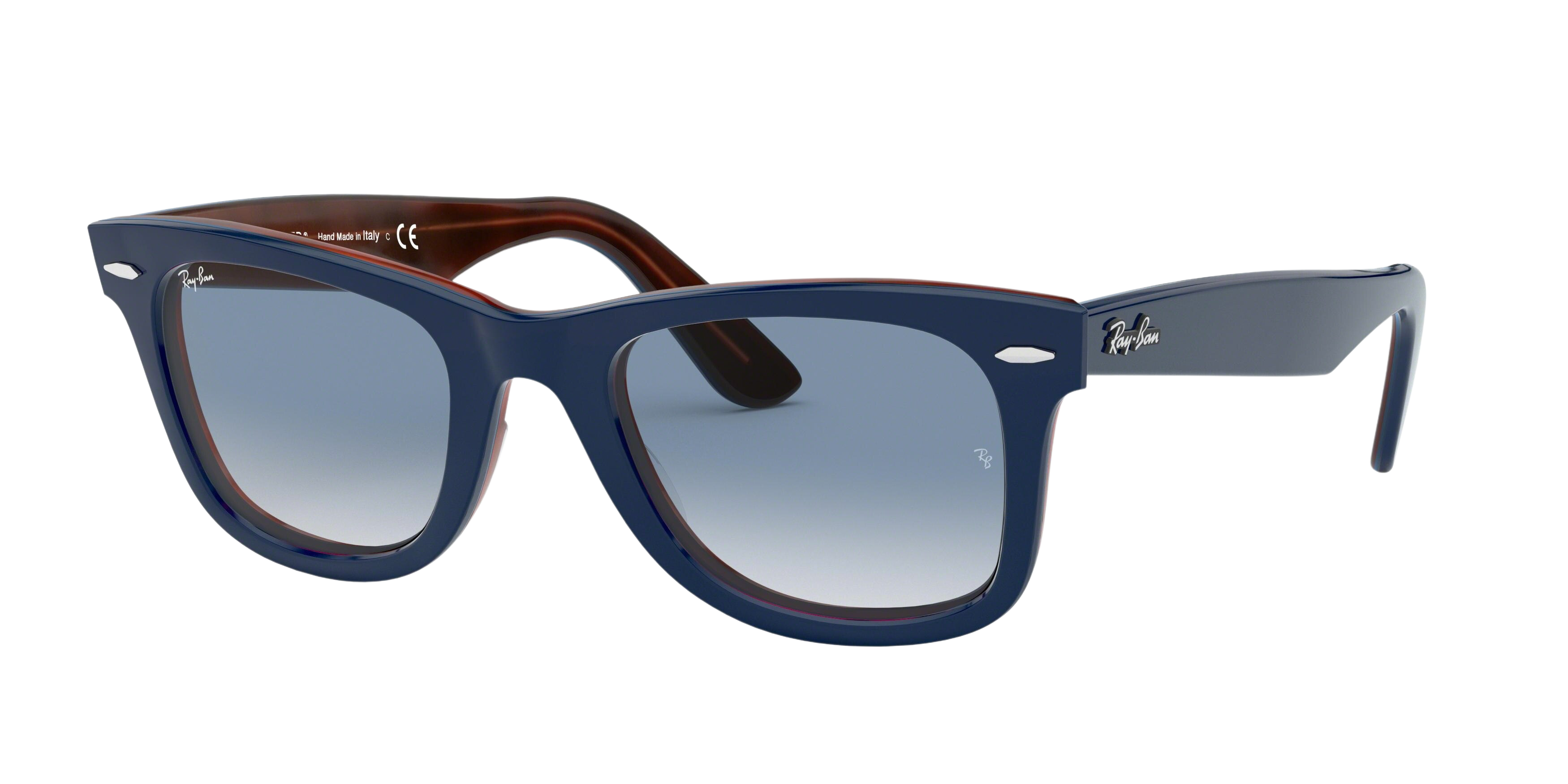 Ray-Ban RB2140F square sunglasses in Top Blue on Red Havana