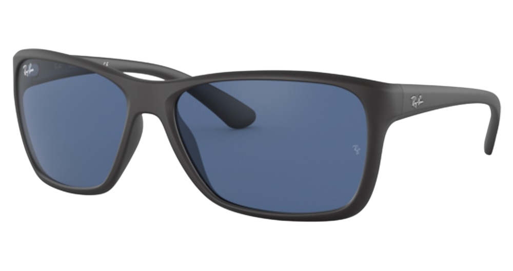 Ray-Ban RB4331 square sunglasses in Matte Black/Dark Blue