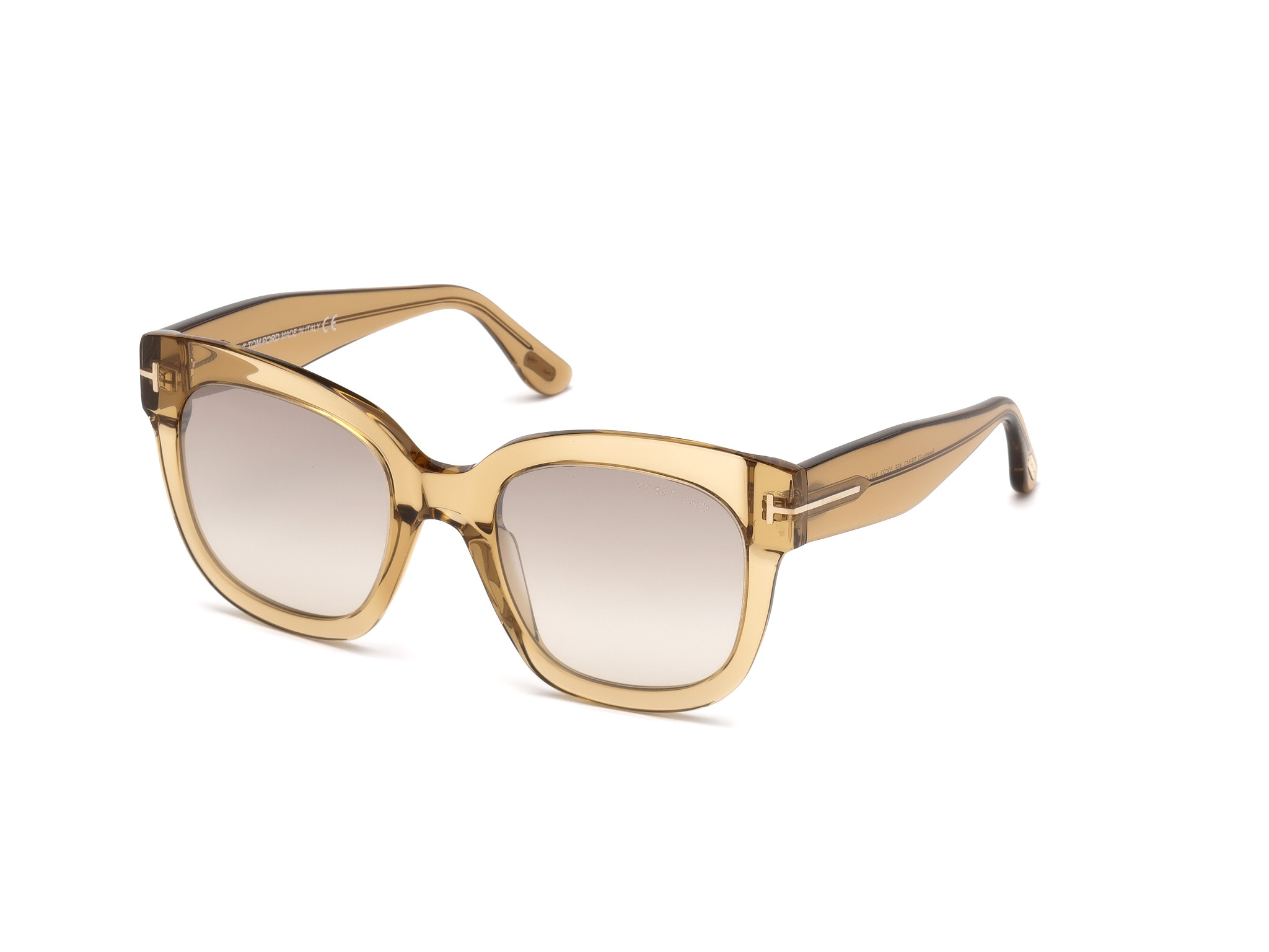 Transparent Champagne, Rose Gold T Logo/ Grad. Brown Fl. Silver Lenses