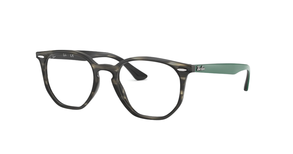 Ray-Ban RX7151 HEXAGONAL round eyeglasses in Havana Grey/Green