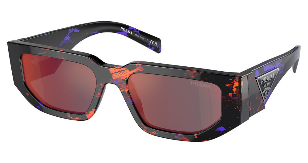ABSTRACT ORANGE / DARK GREY MIRROR BLUE/RED