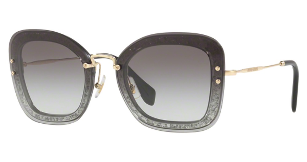 Miu Miu MU 02TS cateye sunglasses in Transparent Grey Glitter/Grey Gradient