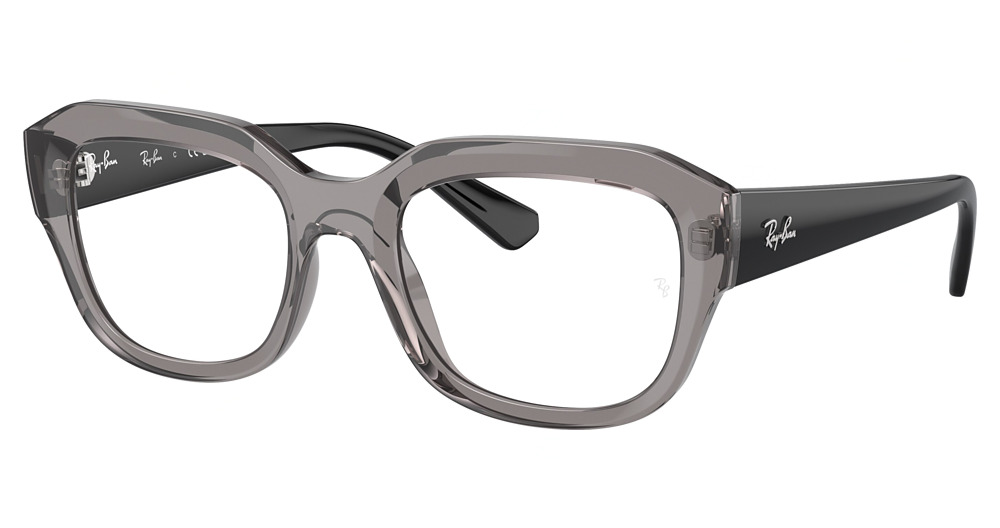 Ray-Ban RX7225F LEONID round eyeglasses in Transparent Grey