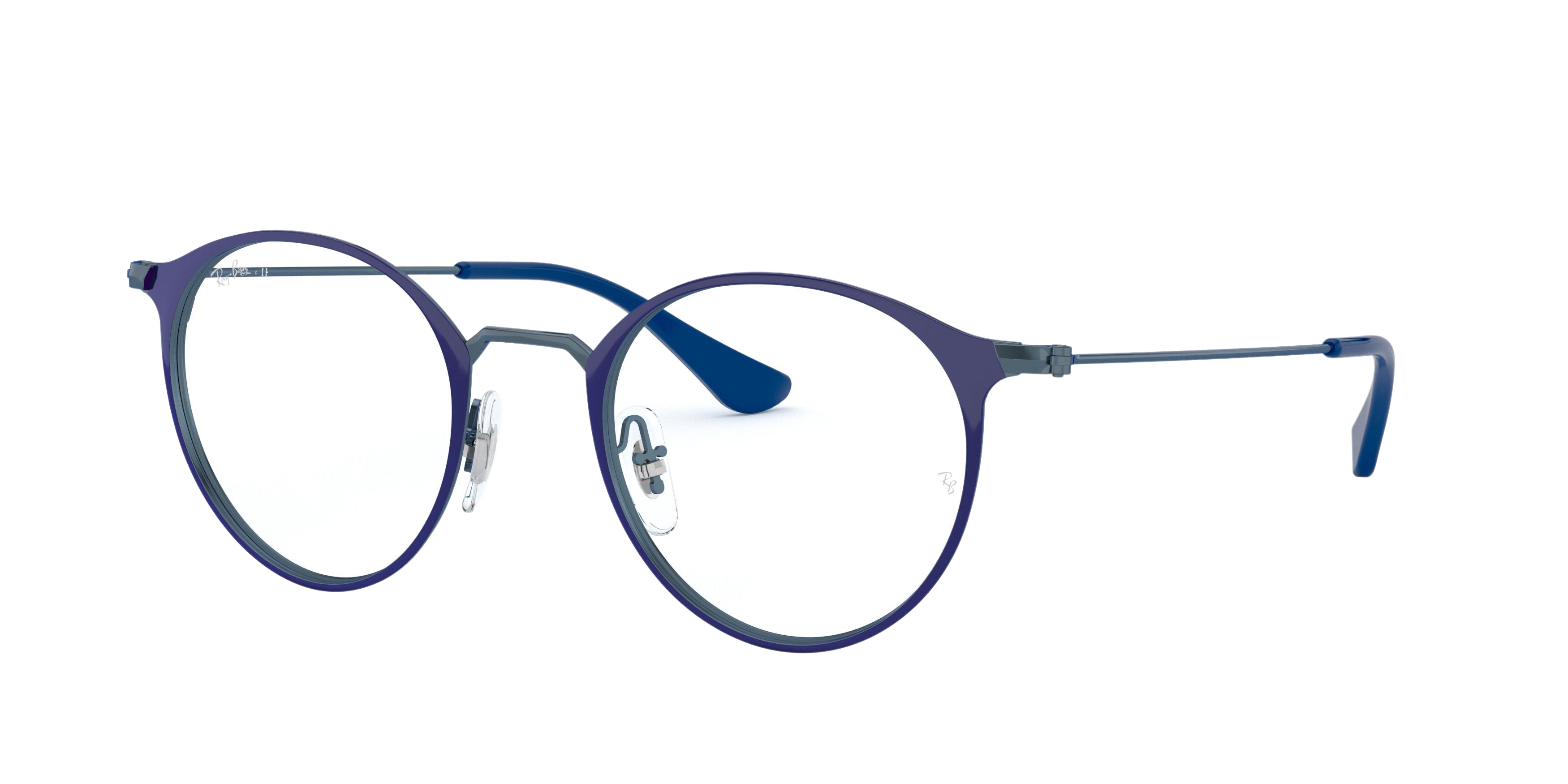 Ray-Ban RX6378F round eyeglasses in Top Blue on Blue Trasp