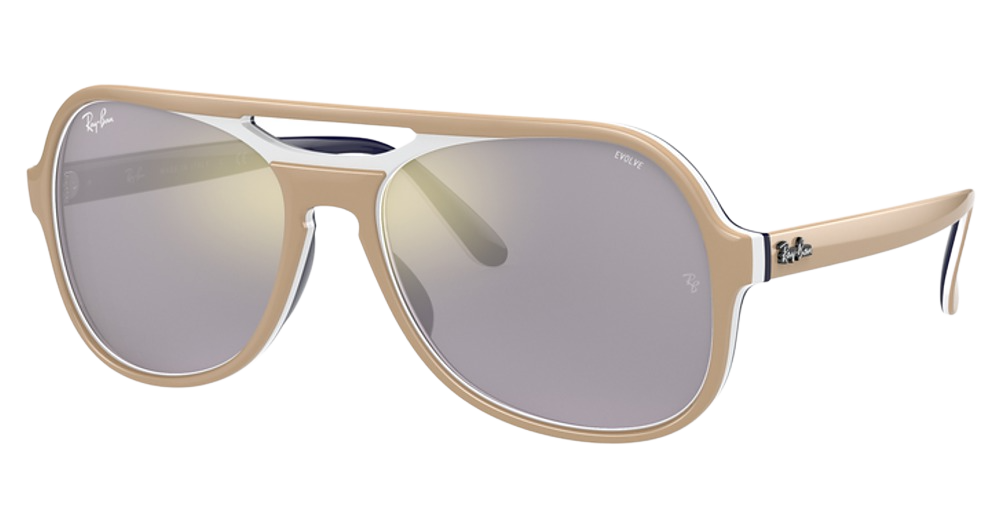 Ray-Ban RB4357 aviator sunglasses in Light Brown Creamy Blue