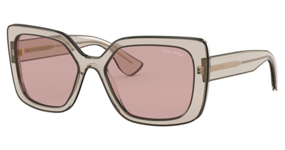 Miu Miu MU 09VSA square sunglasses in Grey Transparent/Light Violet Flash Silver