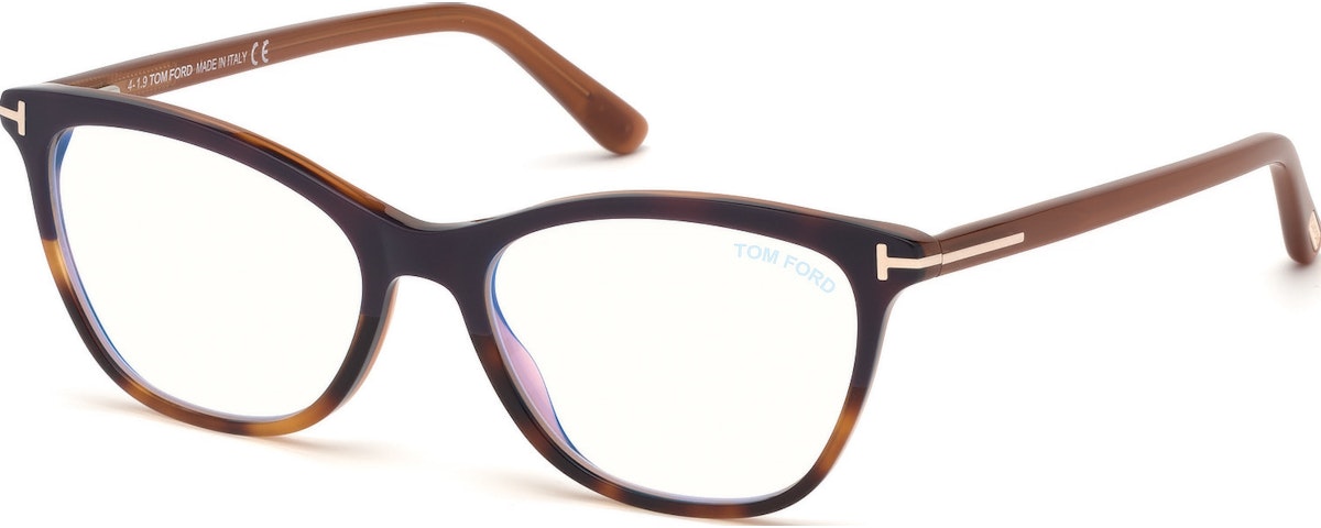 Violet & Red Havana, Light Brown, Rose Gold/ Blue Block Lenses