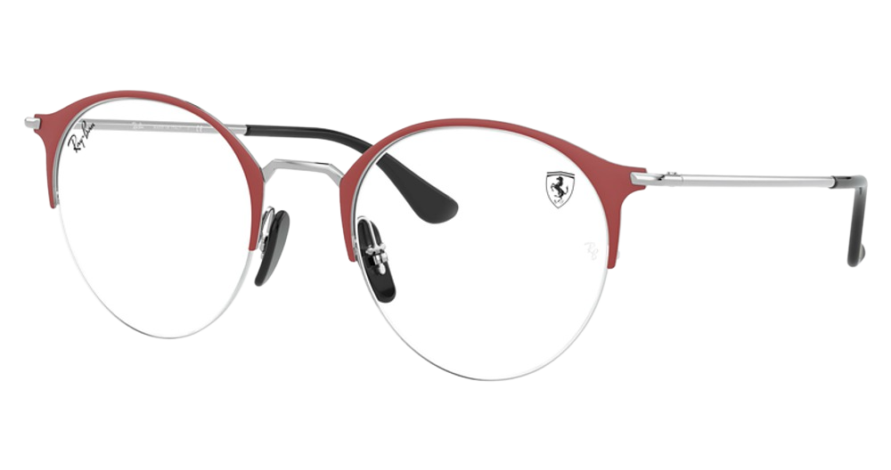 Ray-Ban RX3578VM round eyeglasses in Matte Red Ferrari on Silver