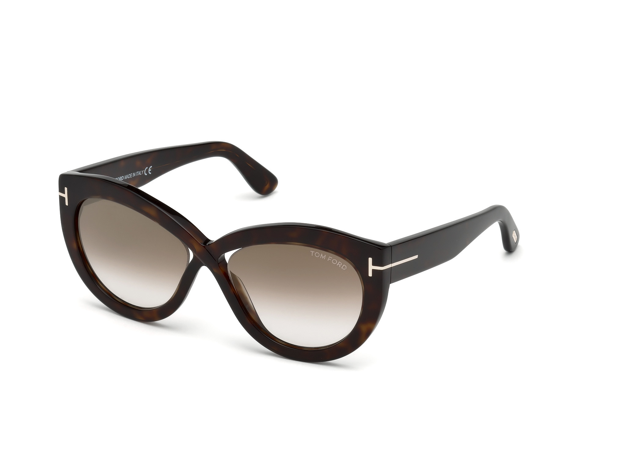 Tom Ford FT0577 Diane-02 cateye sunglasses in Shiny Dark Havana