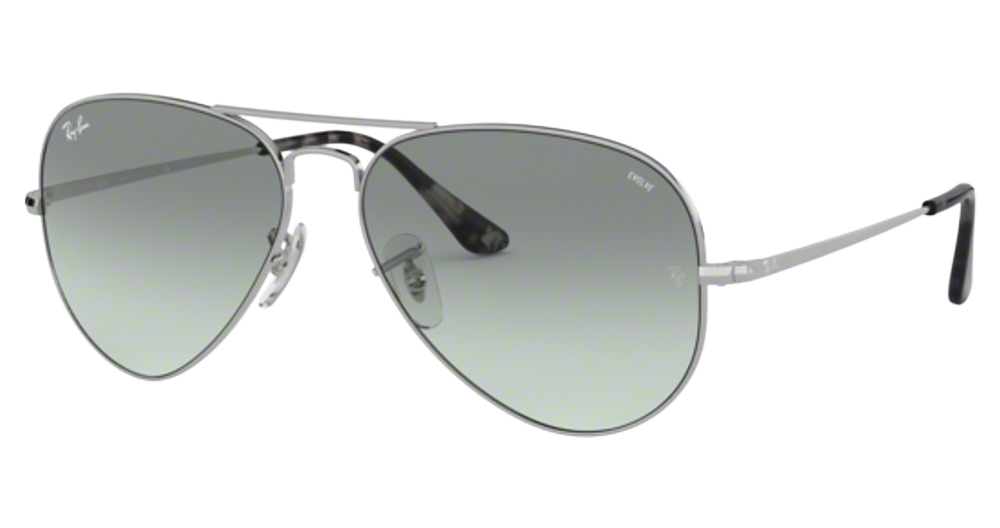 Ray-Ban RB3689 AVIATOR METAL II aviator sunglasses in Silver/Photo Azure Gradient Blue
