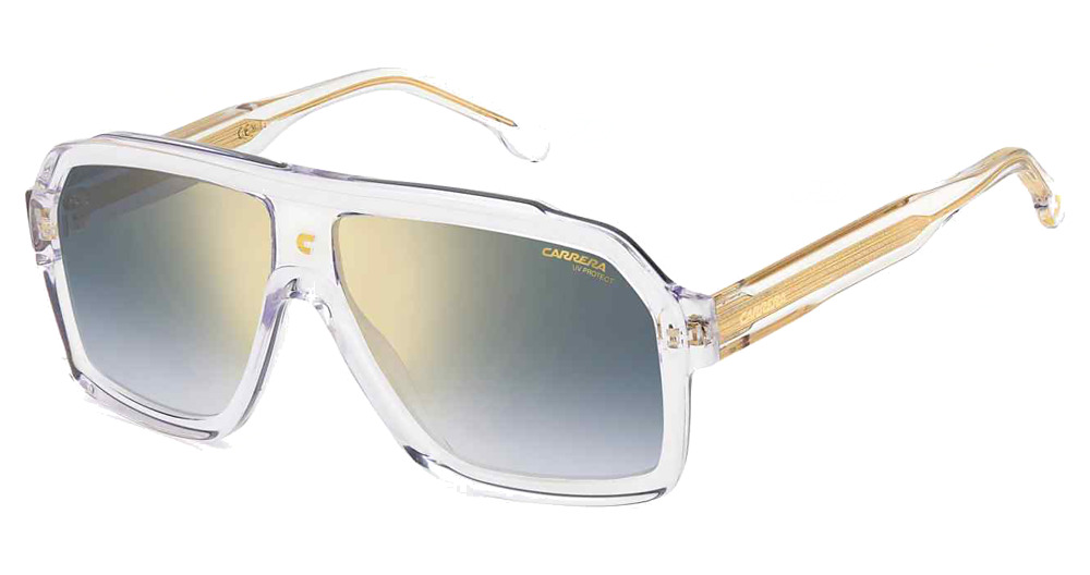 CRYSTAL / BLUE SHADED GOLD MIRROR