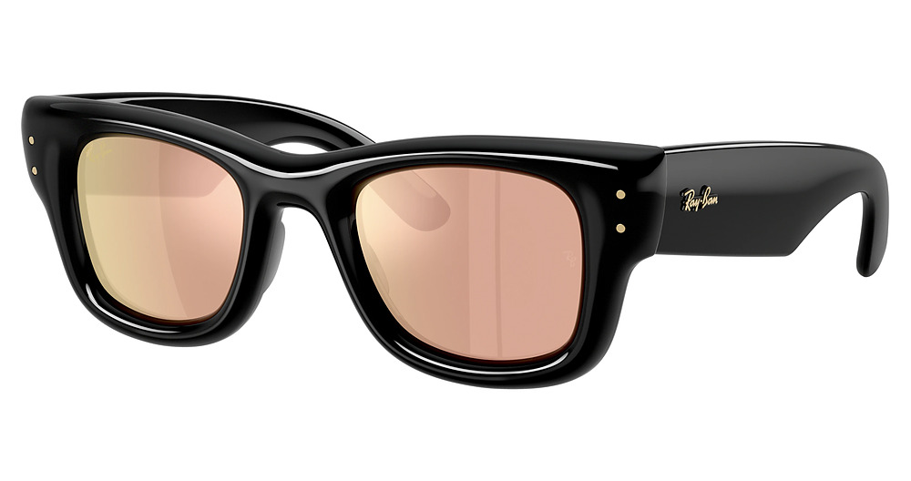 Ray-Ban RB4940 WAYFARER PUFFER square sunglasses in Black/Dark Brown Mirror Rose Gold