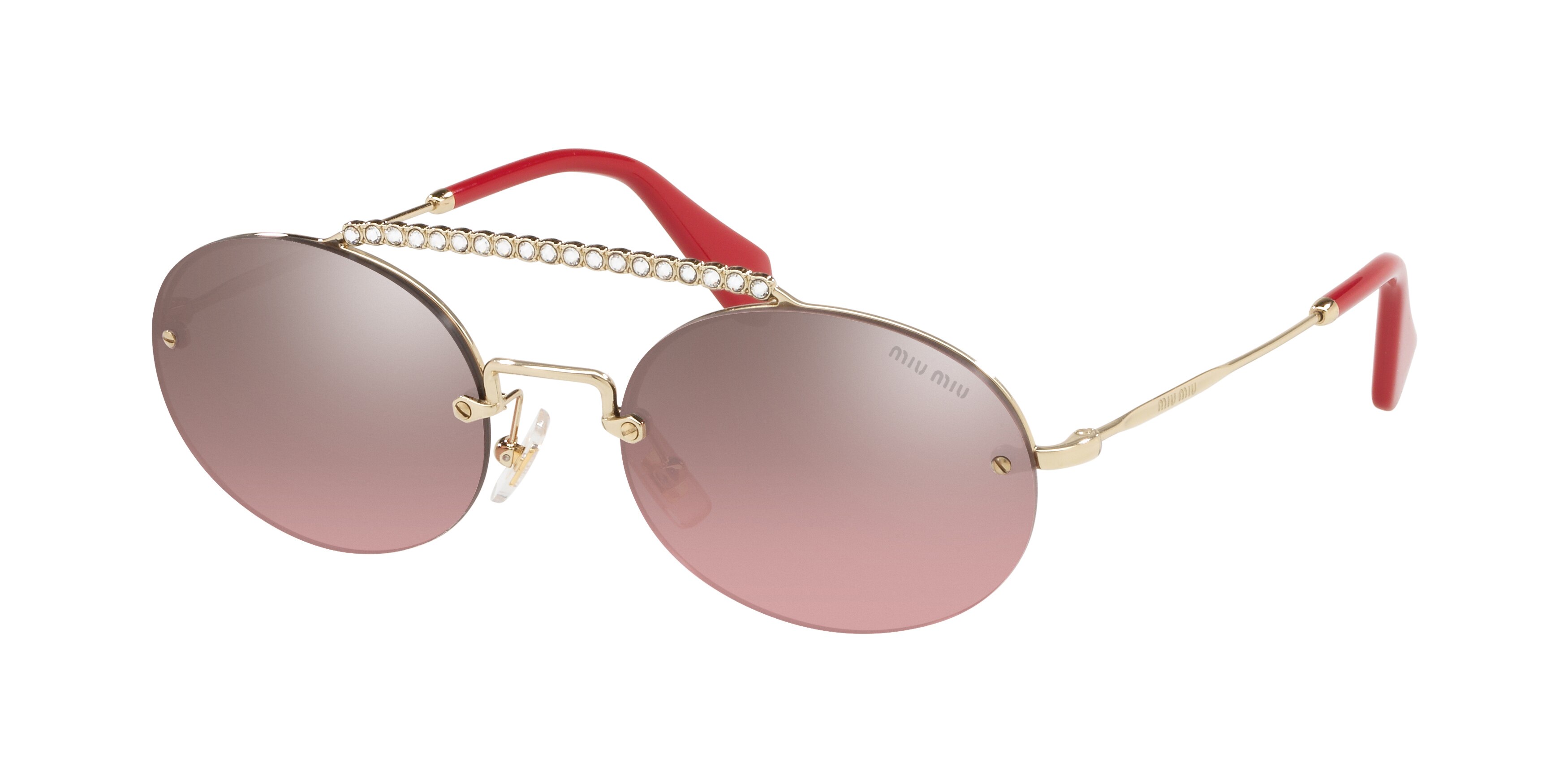 Miu Miu MU 60TS round sunglasses in Pale Gold