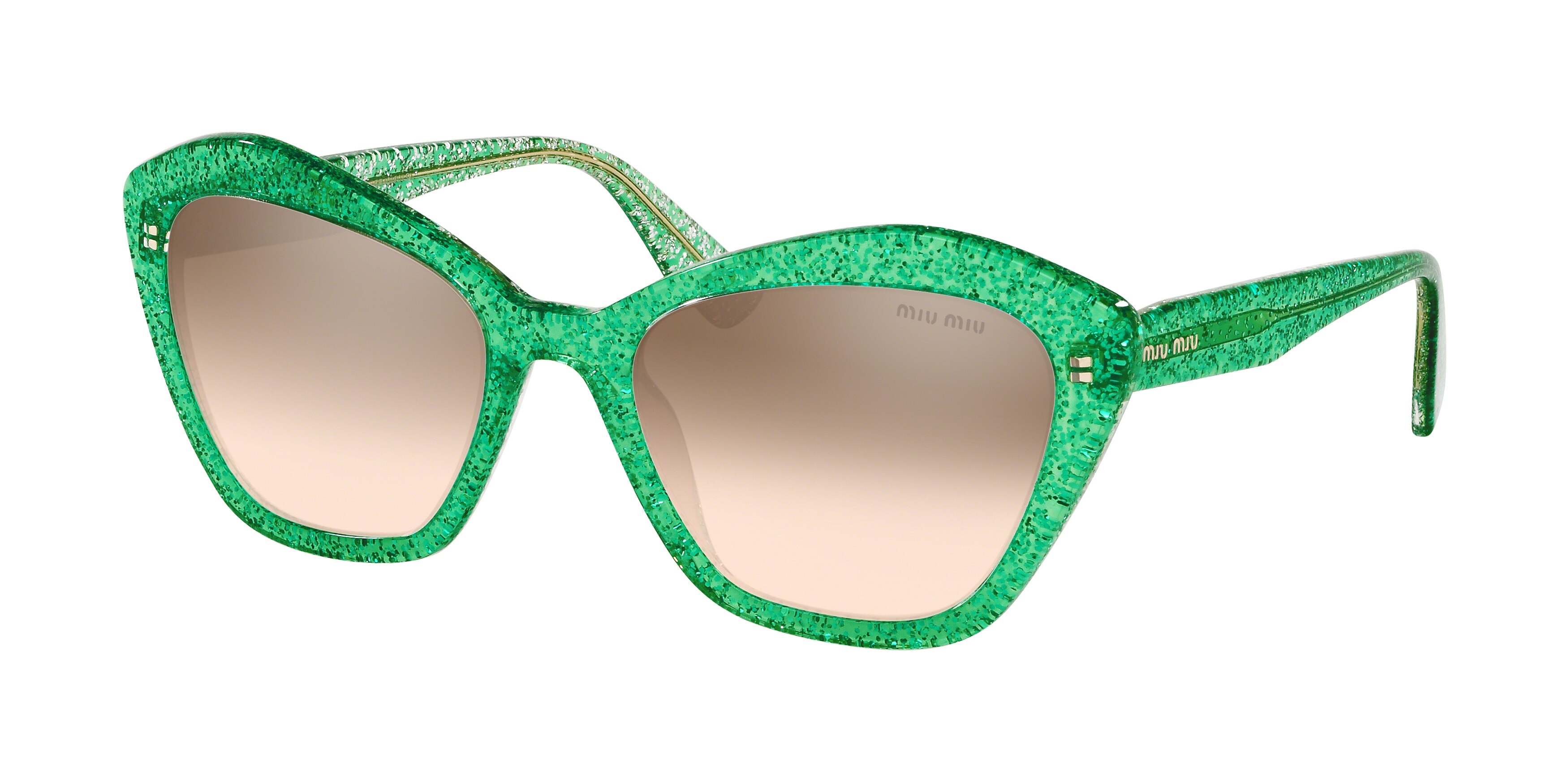 Miu Miu MU 05US square sunglasses in Glitter Green