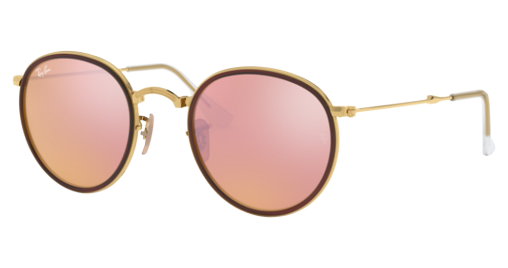 Ray-Ban RB3517 round sunglasses in Arista/Light Brown Mirror Pink