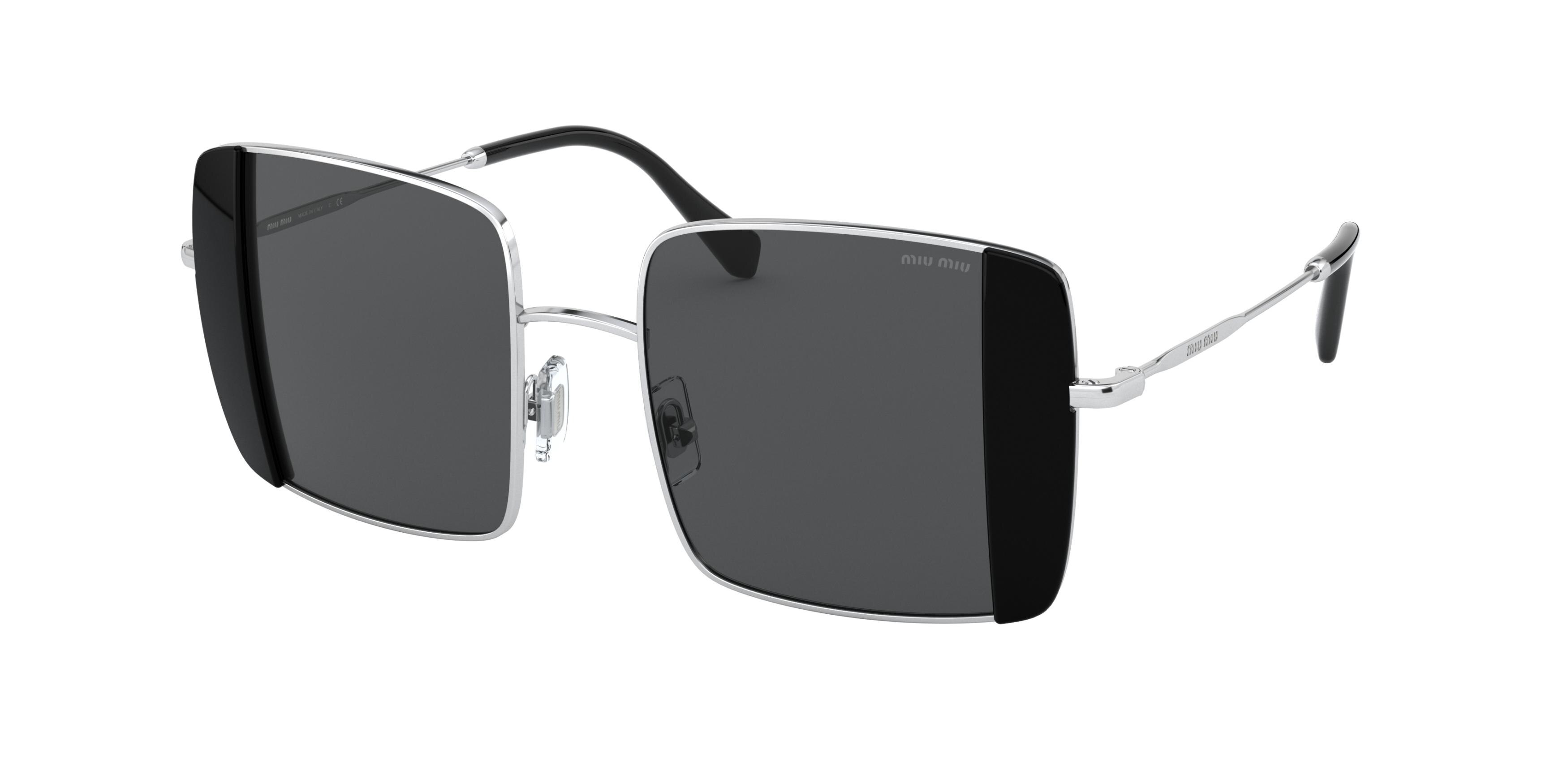 Miu Miu MU 56VS rectangle sunglasses in Silver/Black