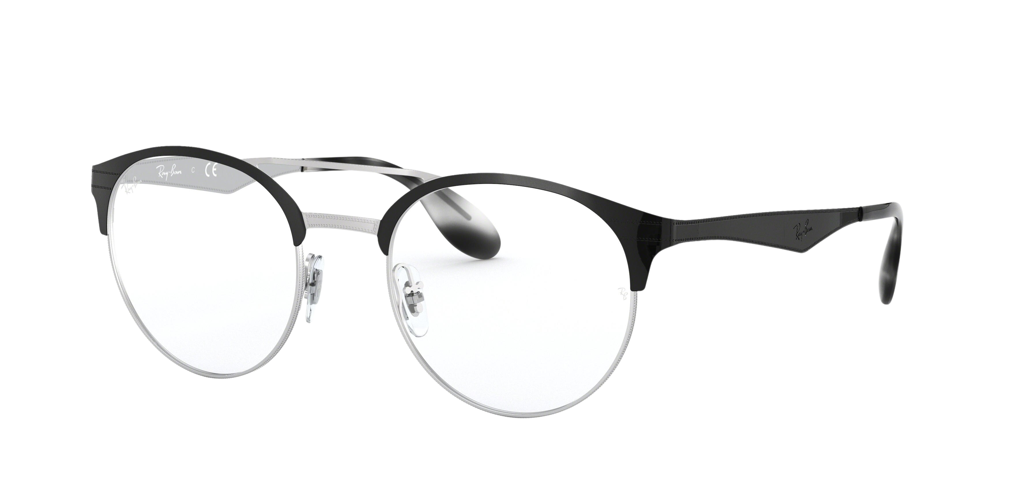 Ray-Ban RX3545V round eyeglasses in Top Black on Silver