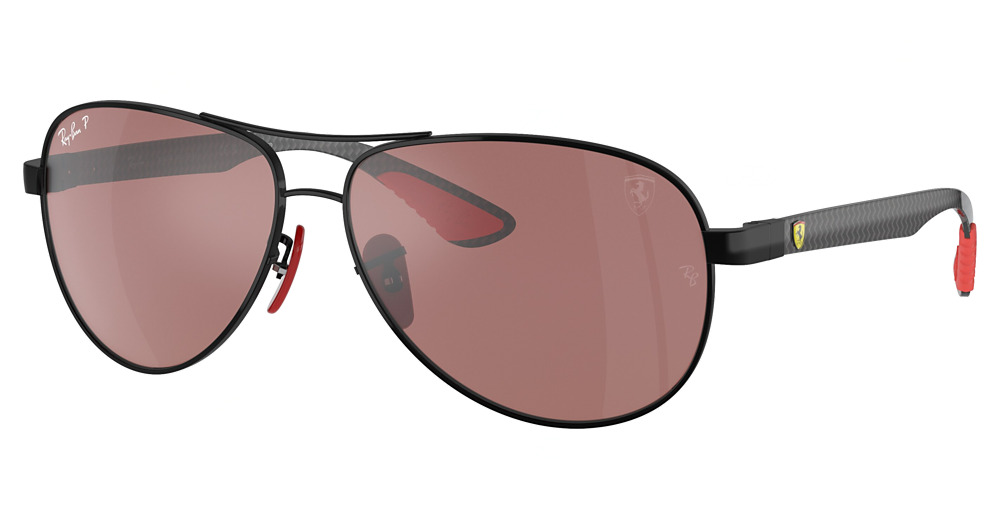 Ray-Ban RB8331M aviator sunglasses in Matte Black/Purple Mir Silver Polarized