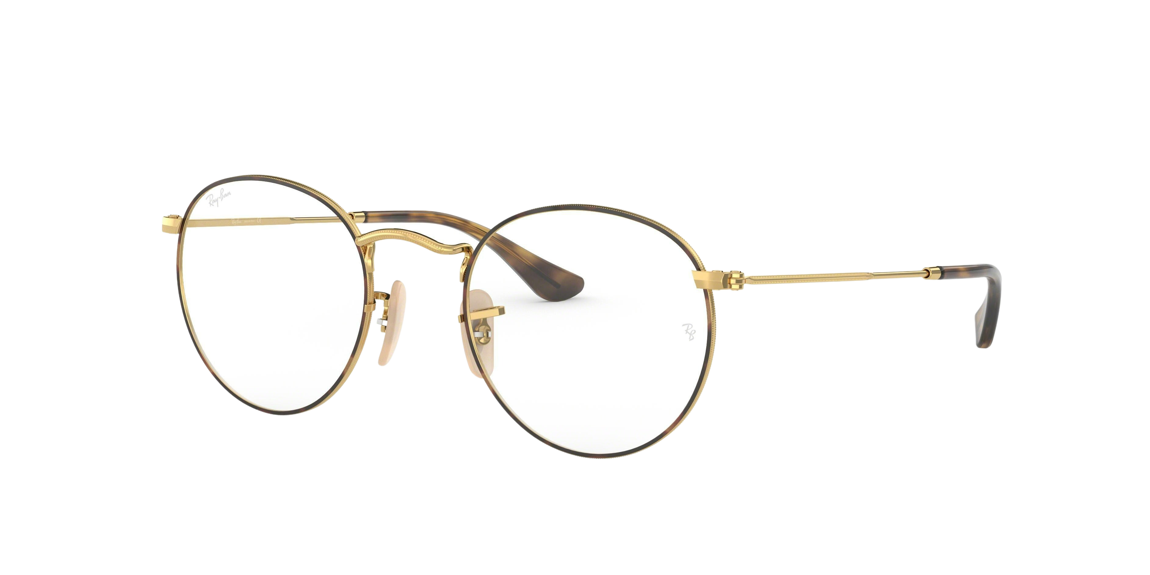 Ray-Ban RX3447V round eyeglasses in Gold on Top Havana