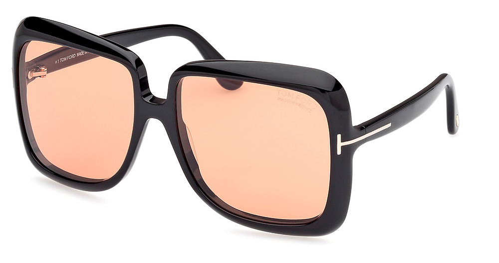 Tom Ford FT1156 square sunglasses in Shiny Black/Brown