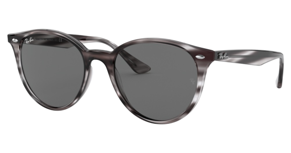 Ray-Ban RB4305 round sunglasses in Striped Grey Havana/Dark Grey