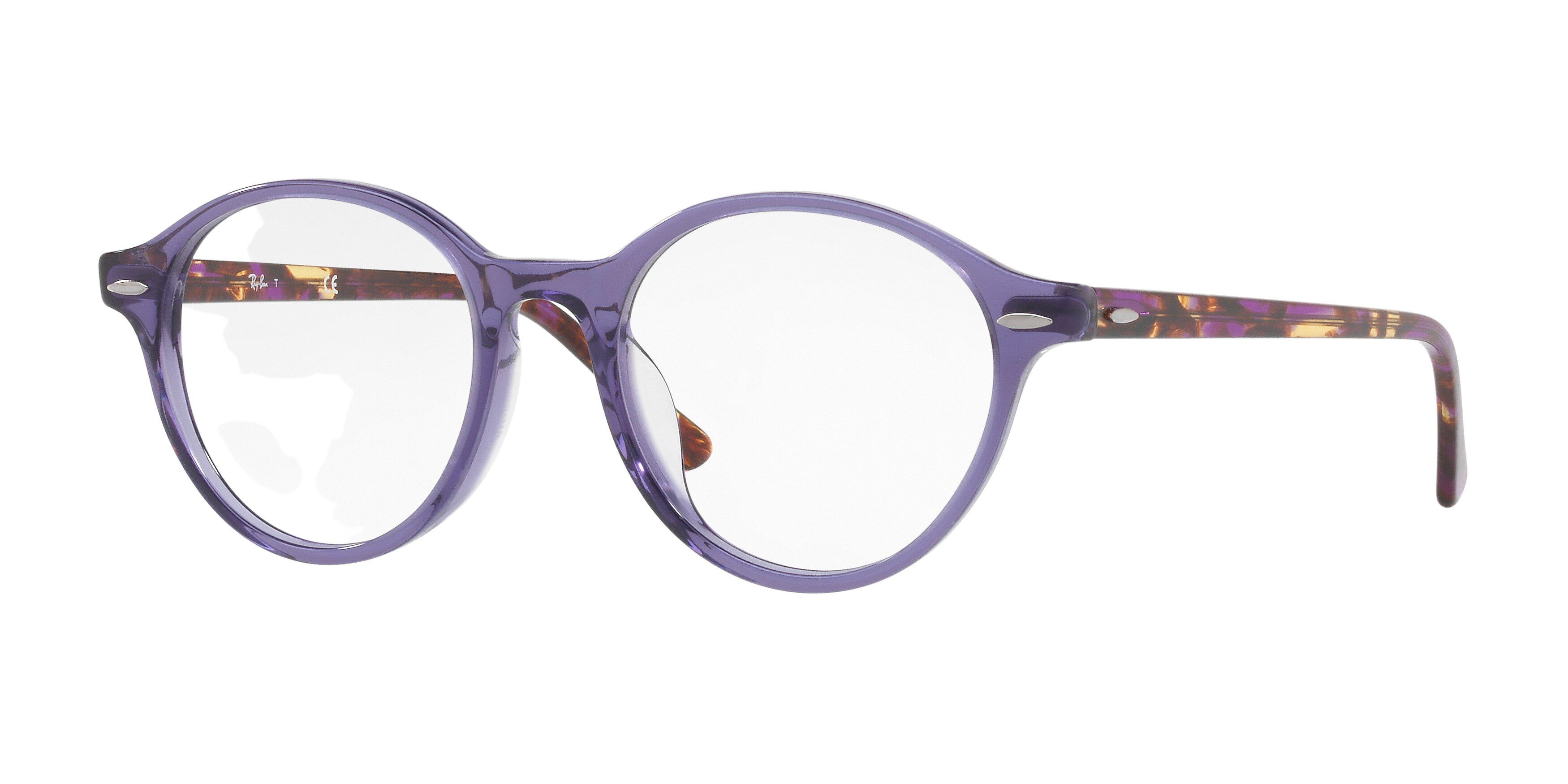 Ray-Ban RX7118F square eyeglasses in Transparent Violet