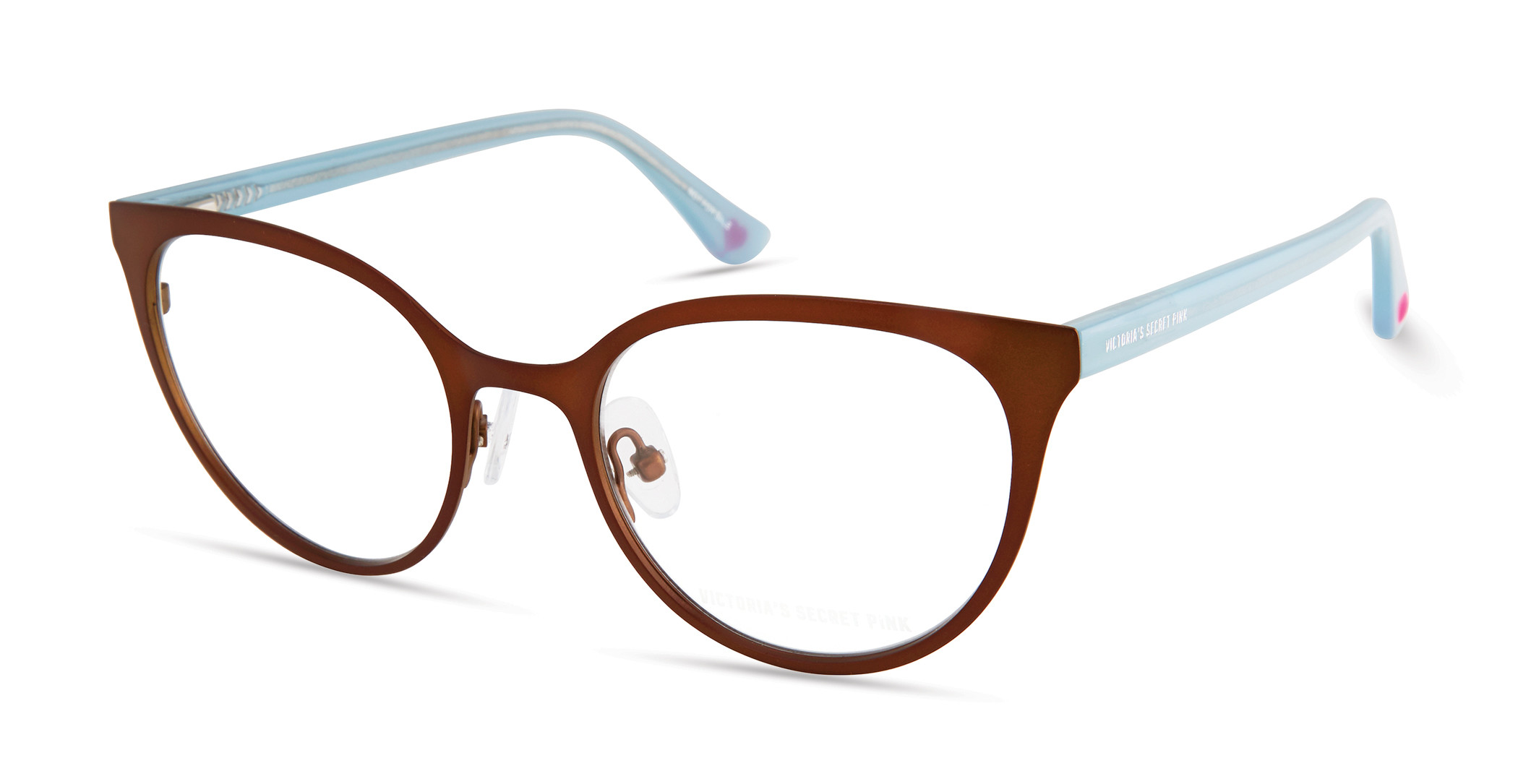 Satin Brown W/ Heart Temple In Pale Blue