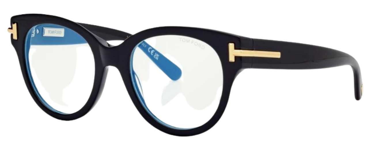 Tom Ford FT6029-B round eyeglasses in Shiny Black
