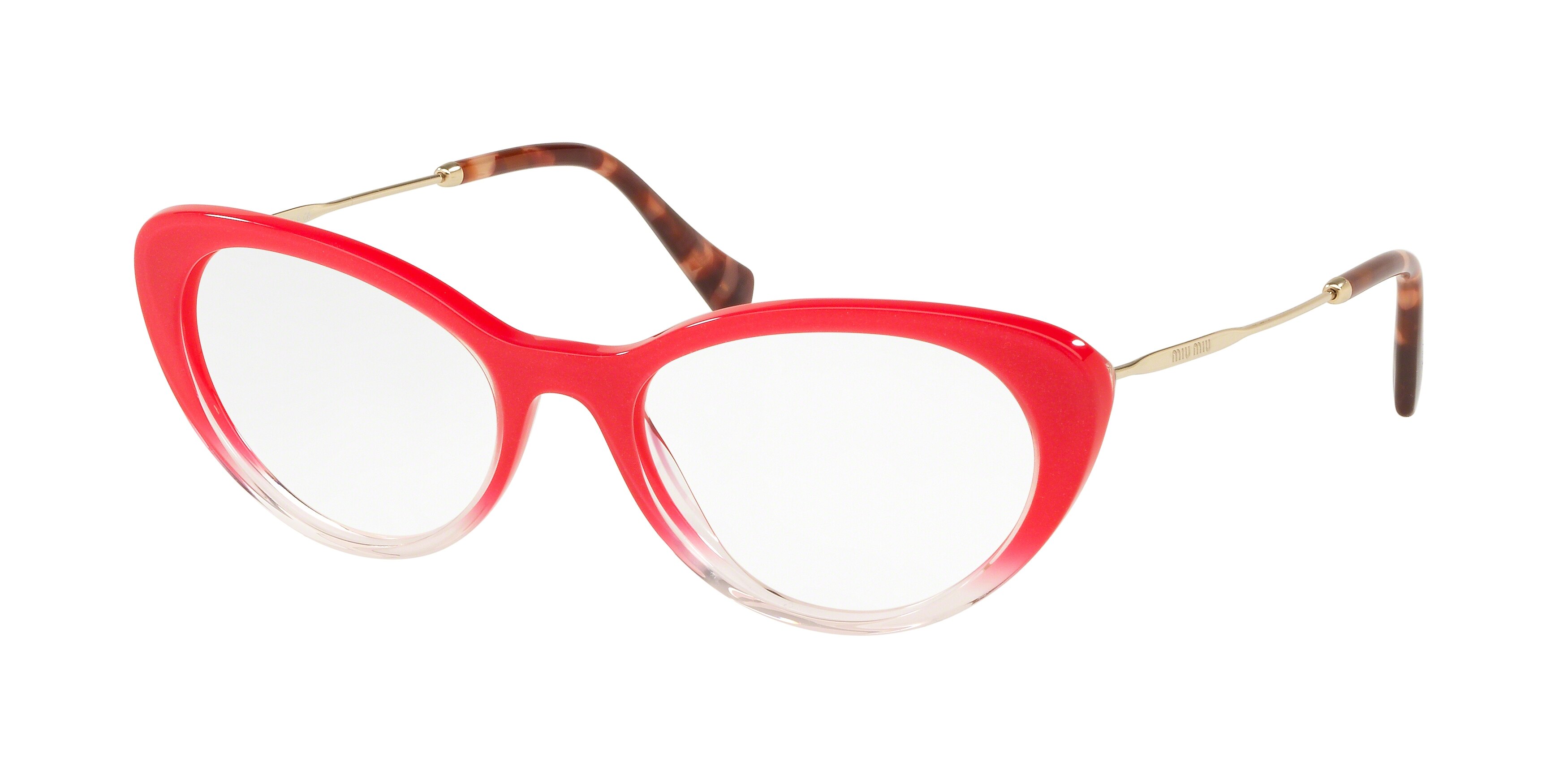 Miu Miu MU 05RV cateye eyeglasses in Raspberry Glitter Grad Transp
