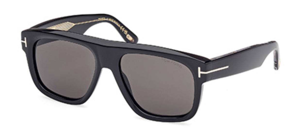 Tom Ford FT1201 aviator sunglasses in Shiny Black/Smoke